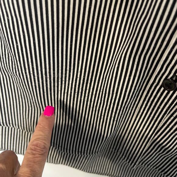 Apt 9 blouse button down up shirt women's size XL 0x black white stripe light wt - Picture 7 of 14